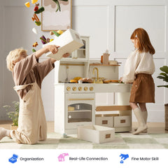 Tiny Land® Wooden Play Kitchen with Storage for Creative Toddlers