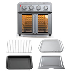 26QT Extra-Large French Double-Door Air Fryer with 7 Preset Menus - Stainless Steel