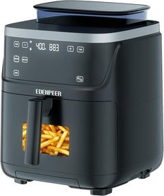 Extra Large Air Fryer,11-IN-1 6 QT 450F Air Fryer with Superior Airflow, Dual Heat Source Technology, Smart Digital Wide Fryer with PFAS Free Basket, Fits a 12" Pizza or 33 Chicken Wings