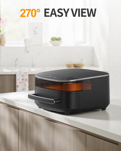 Extra Large Air Fryer,11-IN-1 6 QT 450F Air Fryer with Superior Airflow, Dual Heat Source Technology, Smart Digital Wide Fryer with PFAS Free Basket, Fits a 12" Pizza or 33 Chicken Wings