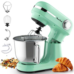 Electric Stand Mixer with Dual Stainless Steel Bowls, 12 Speeds - Green