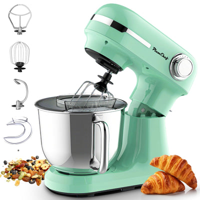 Electric Stand Mixer with Dual Stainless Steel Bowls, 12 Speeds - Green