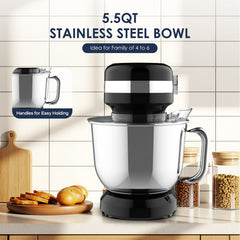 5.5QT Electric Stand Mixer with 12-Speed Tilt-Head – Stainless Steel Bowl