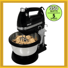 Better Chef 350W 5-Speed-plus-Boost Hand and Stand Mixer w Bowl