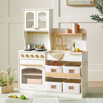 Tiny Land® Wooden Play Kitchen with Storage for Creative Toddlers