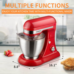 4.8QT Electric Stand Mixer with 12 Speeds - Stainless Steel